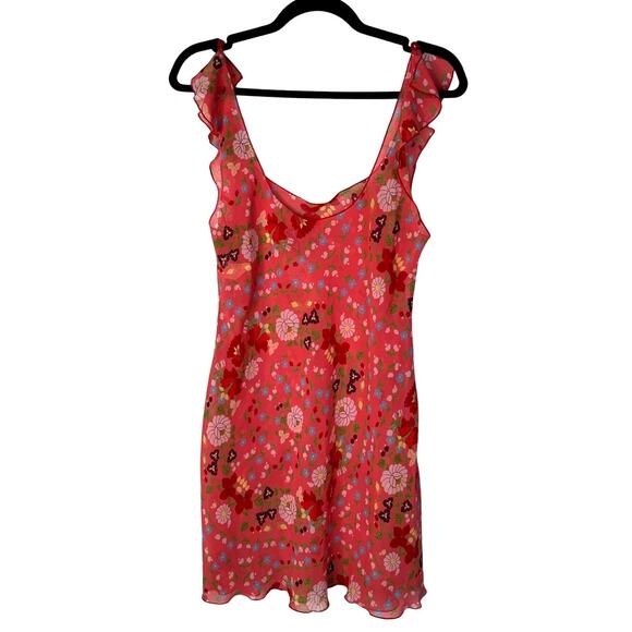 Natori S Josie Floral Print Slip Dress Chemise Lingerie Camisole Nighty Pink Red - Picture 2 of 7